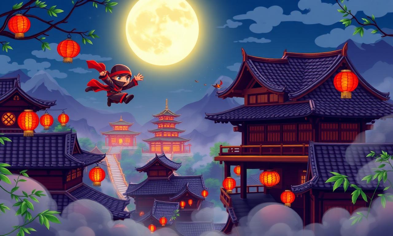 Ninja Jumper rooftop ninja vertical jumping game banner