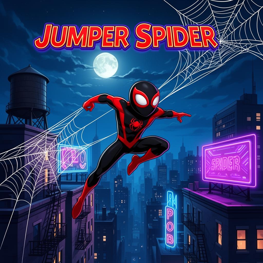 Jumper Spider city rooftop vertical jumping game banner